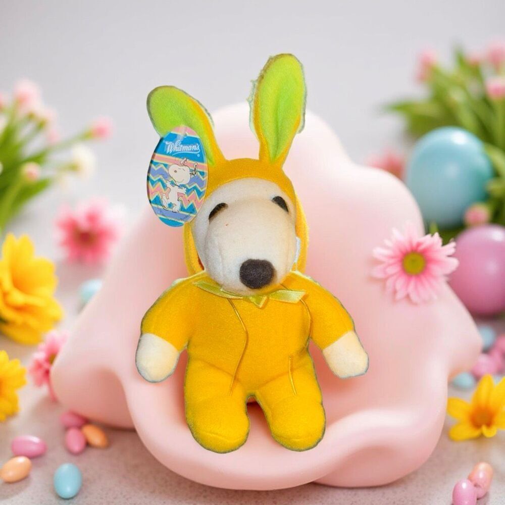 NWT Whitman's Peanuts Easter Bunny SnoopyYellow Plush Stuffed Animal Toy 7” P21